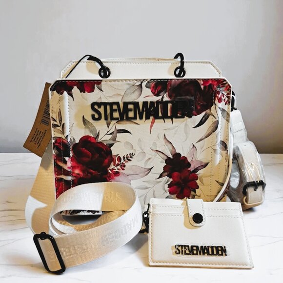 Steve Madden Handbags - Steve Madden Bevelyn Floral White/Multi Satchel DT625665 NWT
